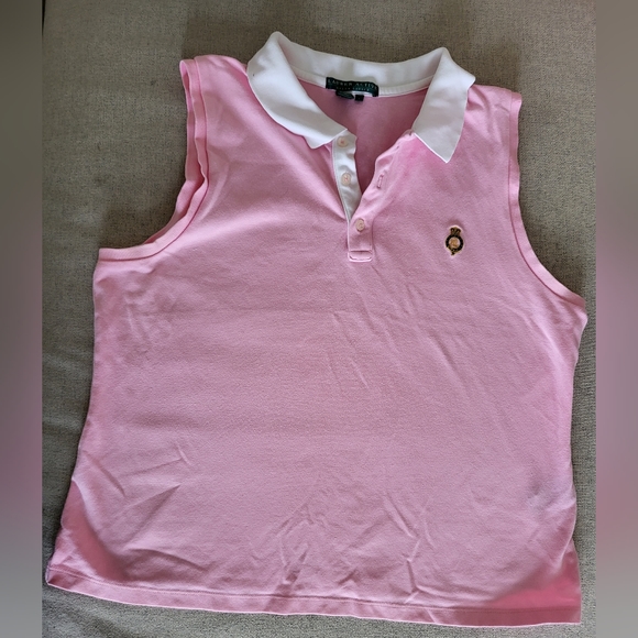 Bubble gum pink Ralph Lauren Sleeveless Polo size Large - Picture 1 of 6